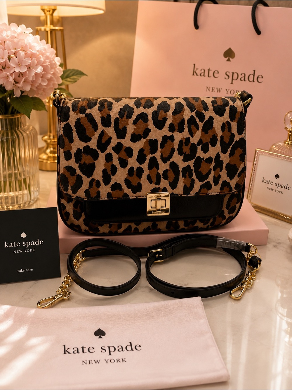 Kate Spade Phoebe Leopard Print Flap Crossbody Bag – NWT – Convertible - Picture 2 of 4